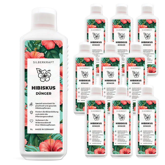 Hibiskus Dünger - Mineralischer NPK Flüssigdünger mit Stickstoff - Dünger für Hibiskus - Roseneibisch düngen - Silberkraft