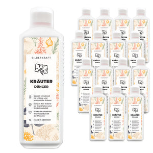 Kräuter Dünger - Mineralischer NPK Flüssigdünger mit Stickstoff - Dünger für Kräuter wie Basilikum, Rosmarin, Petersilie, Schnittlauch, Minze ,Salbei, Thymian und Liebstöckel - Silberkraft