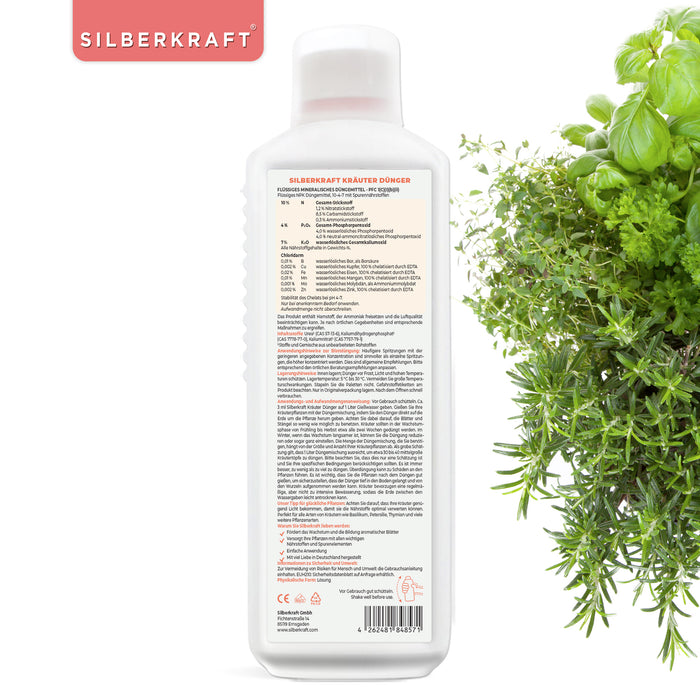 Engrais pour herbes aromatiques - Engrais liquide minéral NPK avec azote - engrais pour herbes aromatiques telles que basilic, romarin, persil, ciboulette, menthe, sauge, thym et livèche