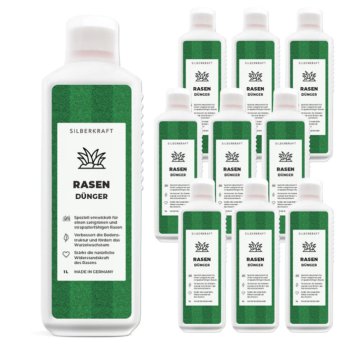 Rasen Dünger - Mineralischer NPK Flüssigdünger mit Stickstoff - Dünger für Rasen - Herbstdünger - Silberkraft