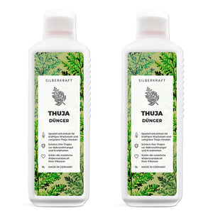 Thuja Dünger - Mineralischer NPK Flüssigdünger mit Stickstoff - Dünger für Thuja-Hecken - Koniferen Dünger - Silberkraft