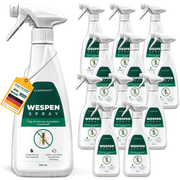 Zwölfer Pack Silberkraft Wespenspray 500 ml – effektiver Schutz gegen Wespen, Verpackung aus recyceltem Kunststoff, angenehmer Zitronenduft.