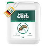Bidon de 3 litres de spray contre les vers à bois Silberkraft ainsi qu'un guide électronique complet contre les vers à bois.