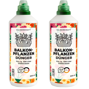 Balkonpflanzendünger – Mineralischer NPK Flüssigdünger mit Stickstoff – Dünger für Balkonpflanzen – Blumenkasten- & Kübelpflanzen-Dünger - Silberkraft