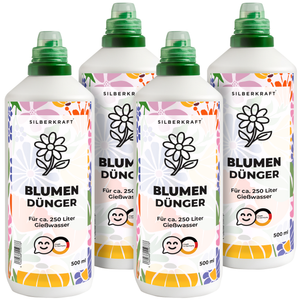 Blumendünger – Mineralischer NPK Flüssigdünger mit Stickstoff – Dünger für Blühpflanzen & Gartenblumen – Universeller Blühpflanzen-Dünger - Silberkraft