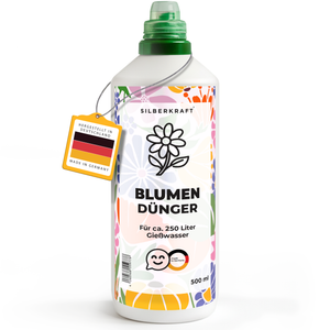 Blumendünger – Mineralischer NPK Flüssigdünger mit Stickstoff – Dünger für Blühpflanzen & Gartenblumen – Universeller Blühpflanzen-Dünger - Silberkraft