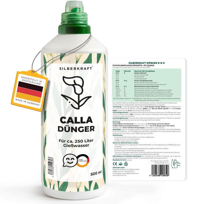 Engrais pour callas – Engrais liquide minéral NPK avec azote – Engrais pour callas (Zantedeschia) – Engrais pour plantes d'intérieur et de jardin