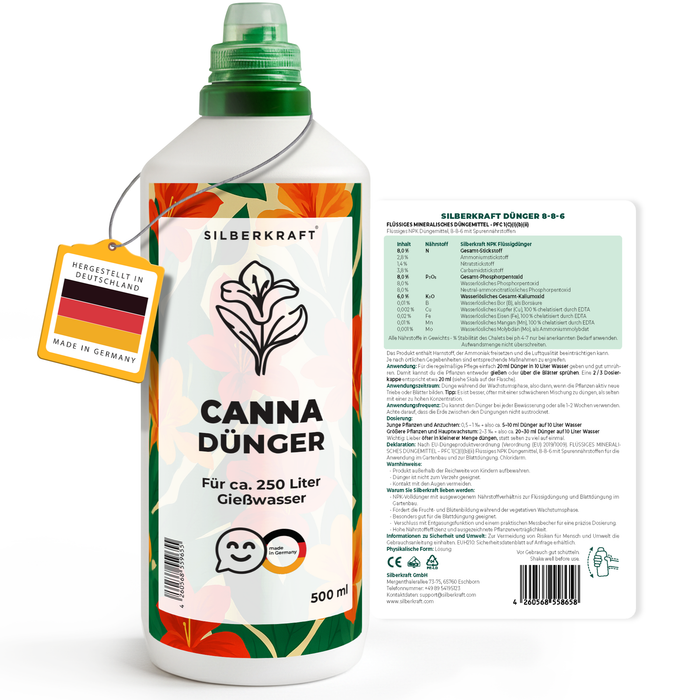 Engrais pour cannas – Engrais liquide minéral NPK avec azote – Engrais pour cannas (lys canna) – Engrais pour plantes exotiques et de jardin