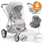 Silberkraft Moskitonetz für Kinderwagen und Buggy im 6er-Set, feinmaschiges weißes Insektenschutznetz für Kinderwagen, Babyschale und Tragewanne, inklusive Aufbewahrungsbeutel – universeller Insektenschutz für unterwegs, leicht und reisetauglich