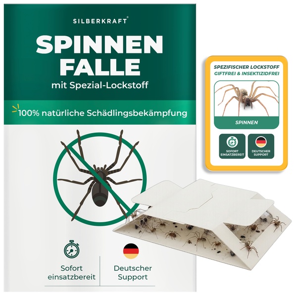 Piège à araignées Silberkraft avec attractif spécial - piège adhésif contre les araignées, sans biocide, sans insecticide et prêt à l'emploi immédiat
