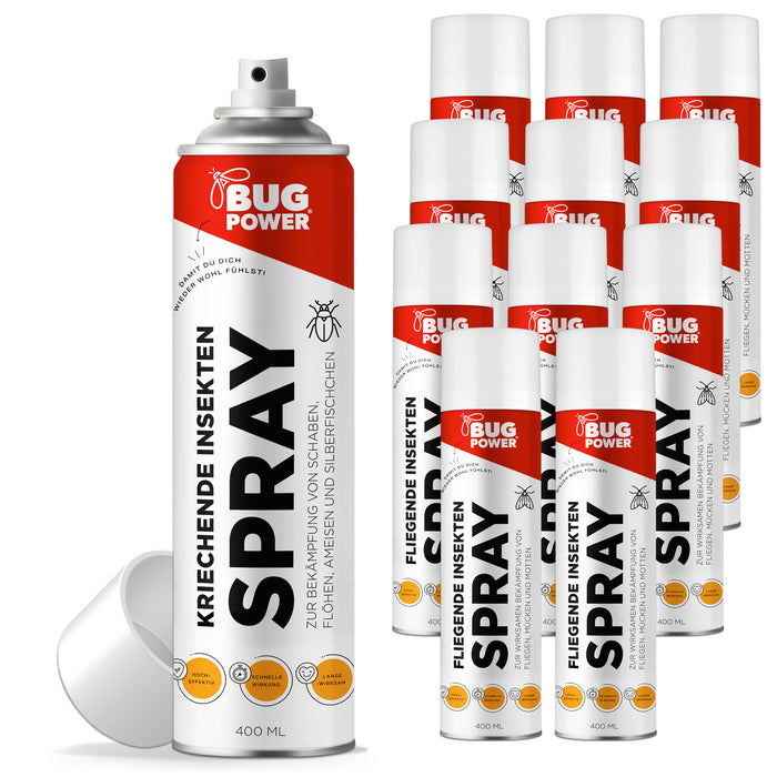 BugPower spray contre les insectes rampants et les guêpes 400 ml - large spectre d'activité - action rapide &amp; effet knock-down