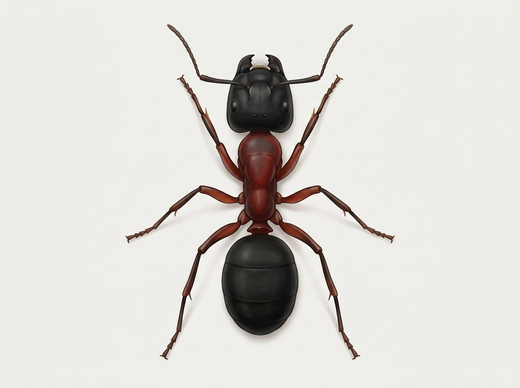 Fourmi charpentière (Camponotus), ouvrière vue de dessus