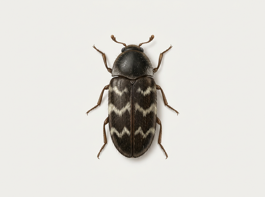 Berlin berlinois (Trogoderma angustum), coléoptère d'en haut