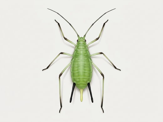 Grand puceron du rose (Macrosiphum rosae) d'en haut