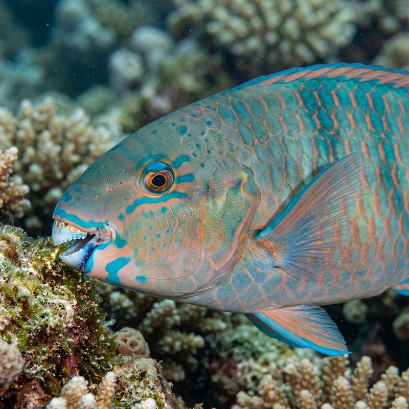 Poisson perroquet à bandes bleues