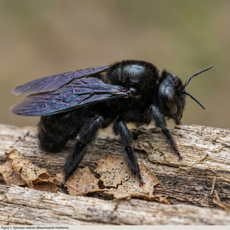 Abeille charpentière bleu-noir