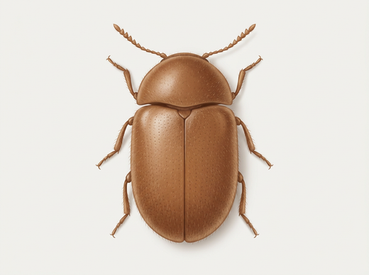 Coléoptère du tabac (Lasioderma serricorne) d'en haut
