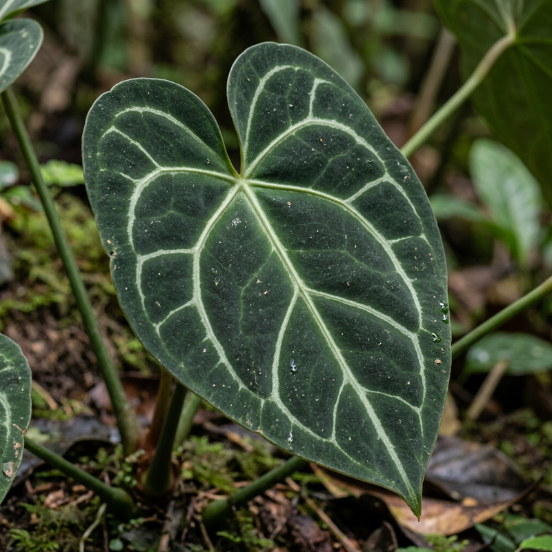 Clarinervium-Anthurie (Anthurium clarinervium), illustration IA