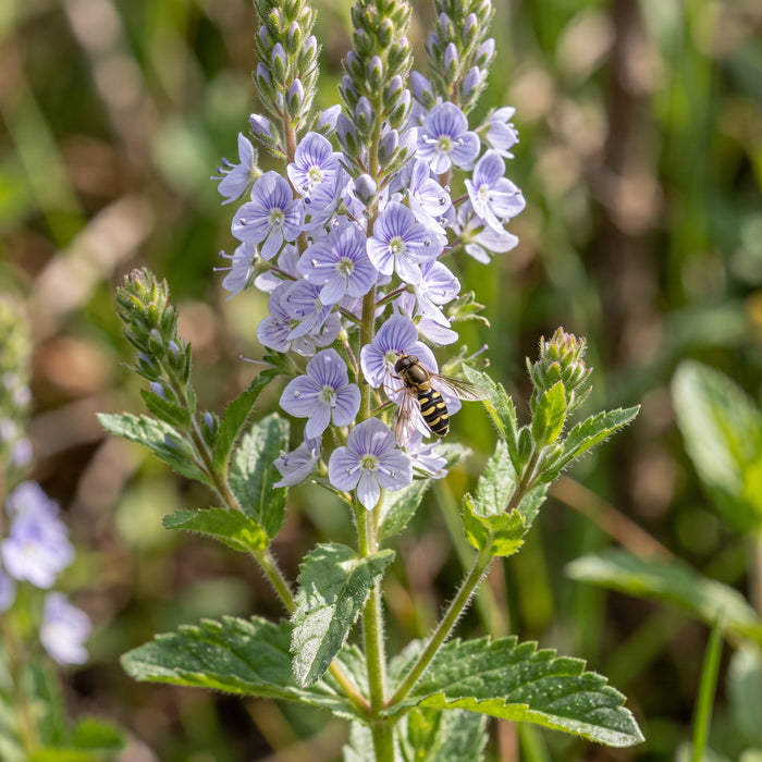 Blüte von Echter Ehrenpreis (Veronica officinalis) in Nahaufnahme (KI-generiert)
