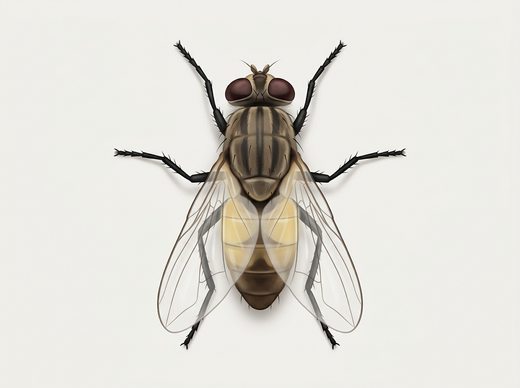 Petite mouche domestique (Fannia canicularis) d'en haut