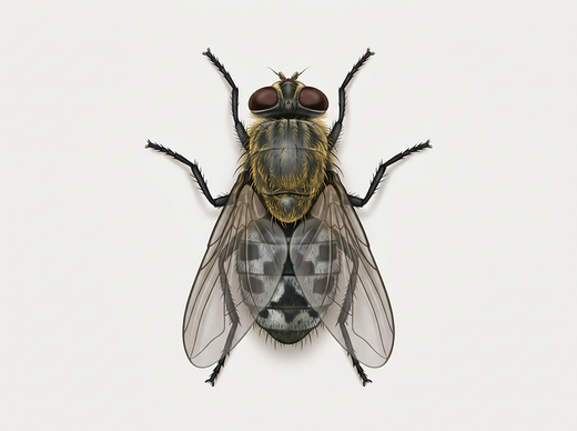 Mouche coussin (Pollenia rudis) d'en haut