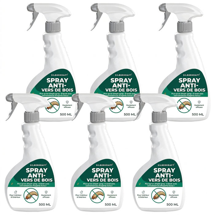 Spray anti-insectes xylophages : Traitement contre les insectes xylophages, les capricornes et les vrillettes du bois pour une utilisation intérieure et extérieure, incluant un livre électronique.