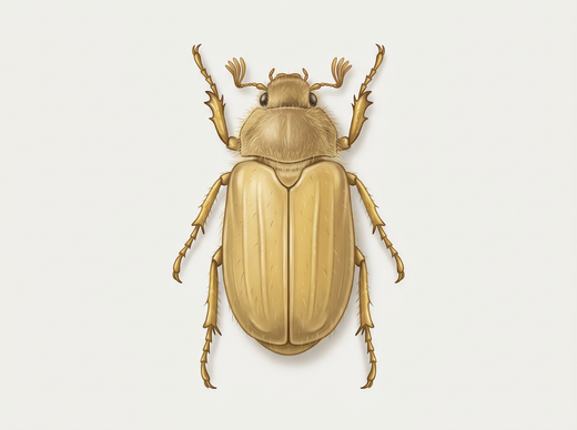 Coléoptère de juin (Amphimallon solstitiale) de dessus, jaune-brun avec un pronotum très poilu