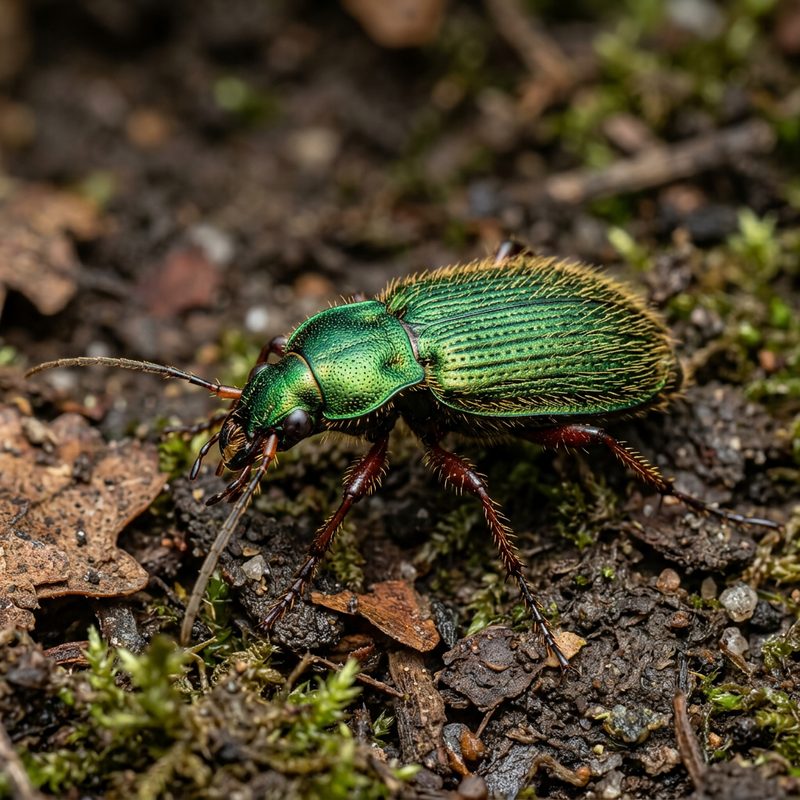 Coléoptère vert aux cheveux dorés
