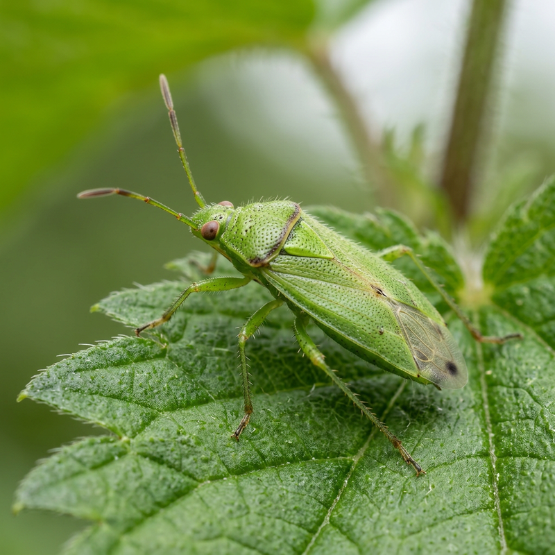 Insecte vert qui se nourrit