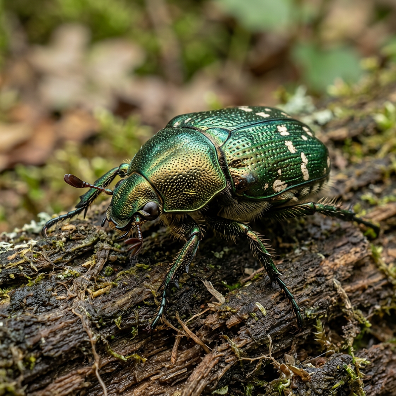 Coléoptère vert du charbon de bois