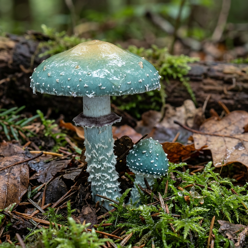 Grüner Träuschling (Stropharia aeruginosa), illustration IA
