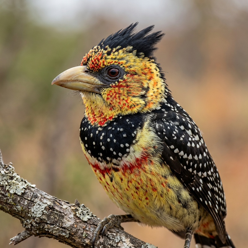 Halsband-Bartvogel (Trachyphonus vaillantii), illustration IA