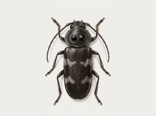 Buck maison (Hylotrupes bajulus) d'en haut