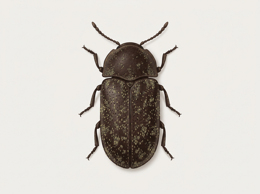 Coléoptère du rongeur pie (Xestobium rufovillosum) d'en haut