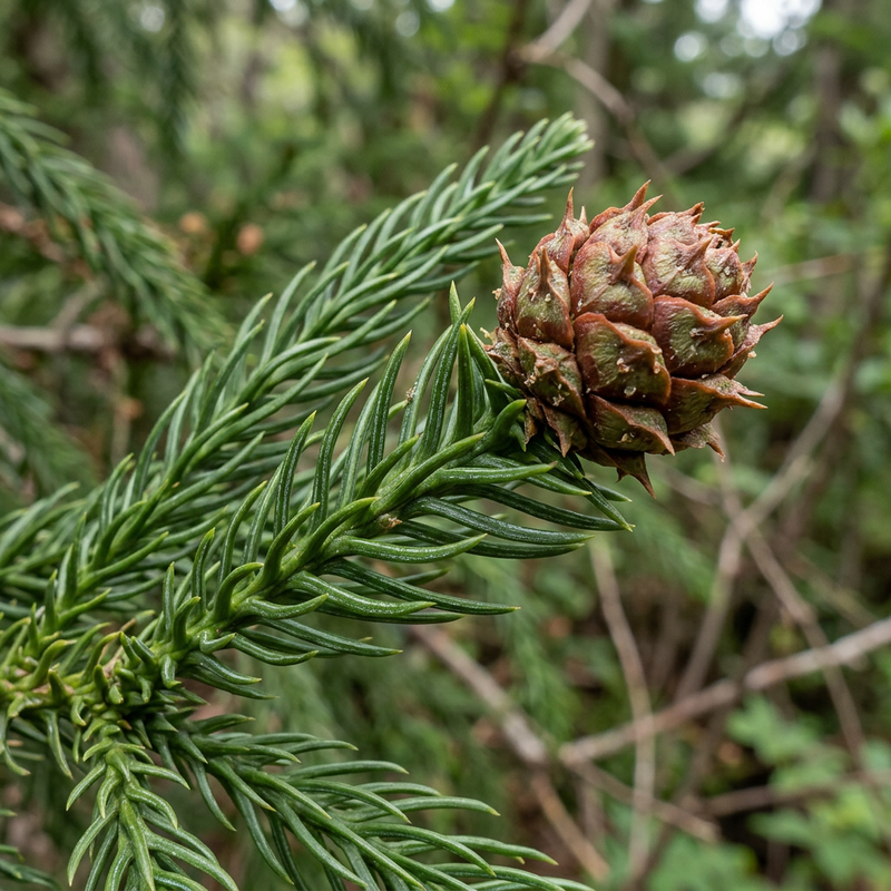 Sapin faucille du Japon (Cryptomeria japonica), illustration IA