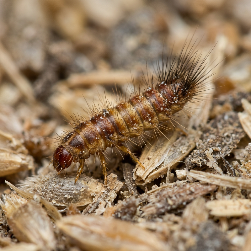 Larve de coléoptère des armoires (Trogoderma), illustration IA