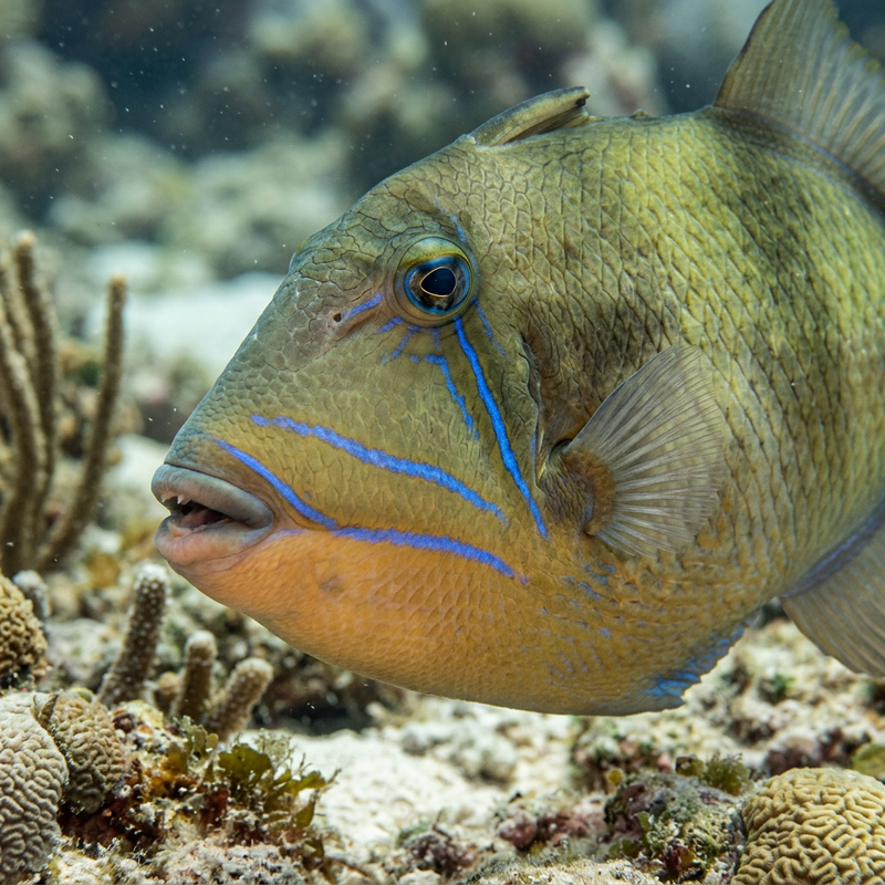 Königin-Drückerfisch (Balistes vetula), illustration IA