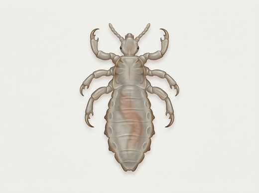 Pou de tête (Pediculus humanus capitis) d'en haut, considérablement agrandi