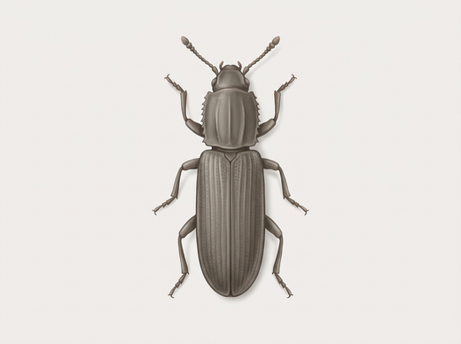 Coléoptère plat des céréales (Oryzaephilus surinamensis) d'en haut