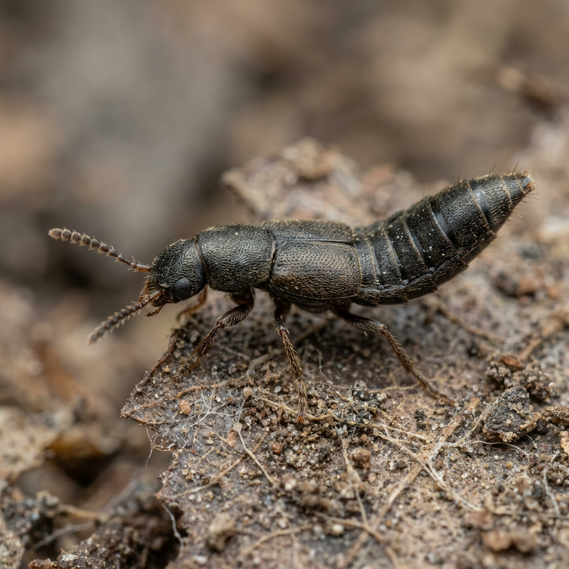 Coléoptère à ailes courtes (genre Aleochara)