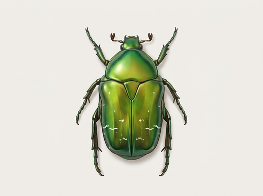 Coléoptère du rosier : coléoptère vert métallique brillant avec de petites taches blanches sur les couvertures alaires