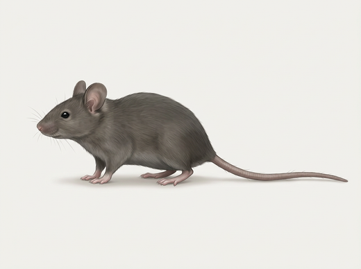 Souris domestique (Mus musculus domesticus) vue de côté