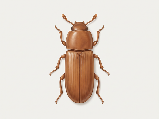 Coléoptère de la farine rouge-brun (Tribolium castaneum) d'en haut