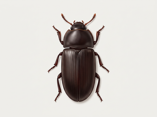 Coléoptère de la moisissure noire brillante (Alphitobius diaperinus) d'en haut