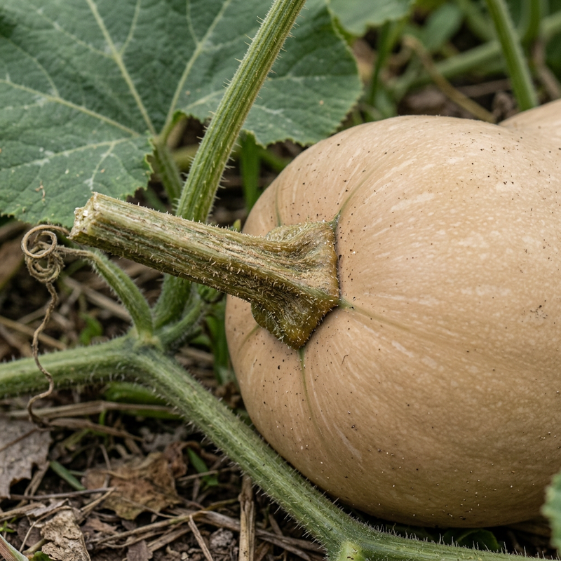 Moschus-Kürbis (Butternut-Kürbis) (Cucurbita moschata), illustration IA