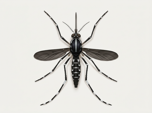 Moustique tigre asiatique (Aedes albopictus) d'en haut