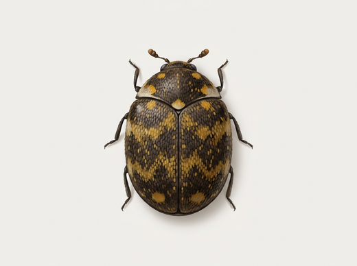 Coléoptère du musée (Anthrenus museorum), coléoptère d'en haut