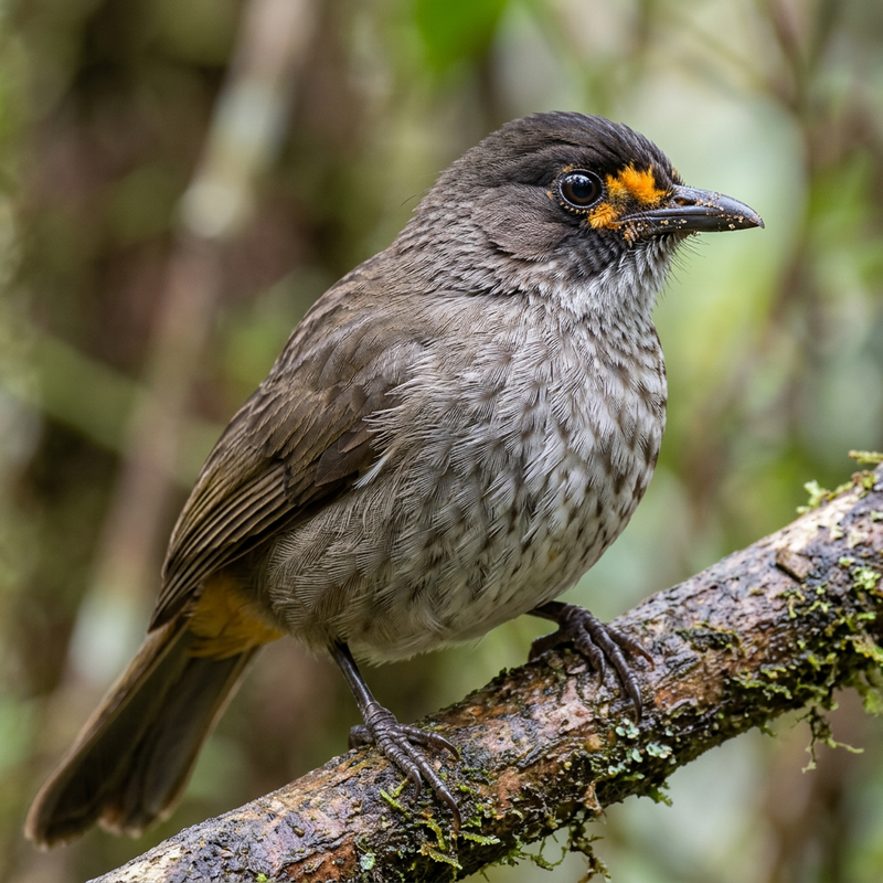 Bulbul orange (Pycnonotus bimaculatus), illustration IA
