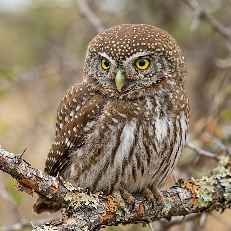 Perlzeiskauz (Glaucidium perlatum), illustration IA