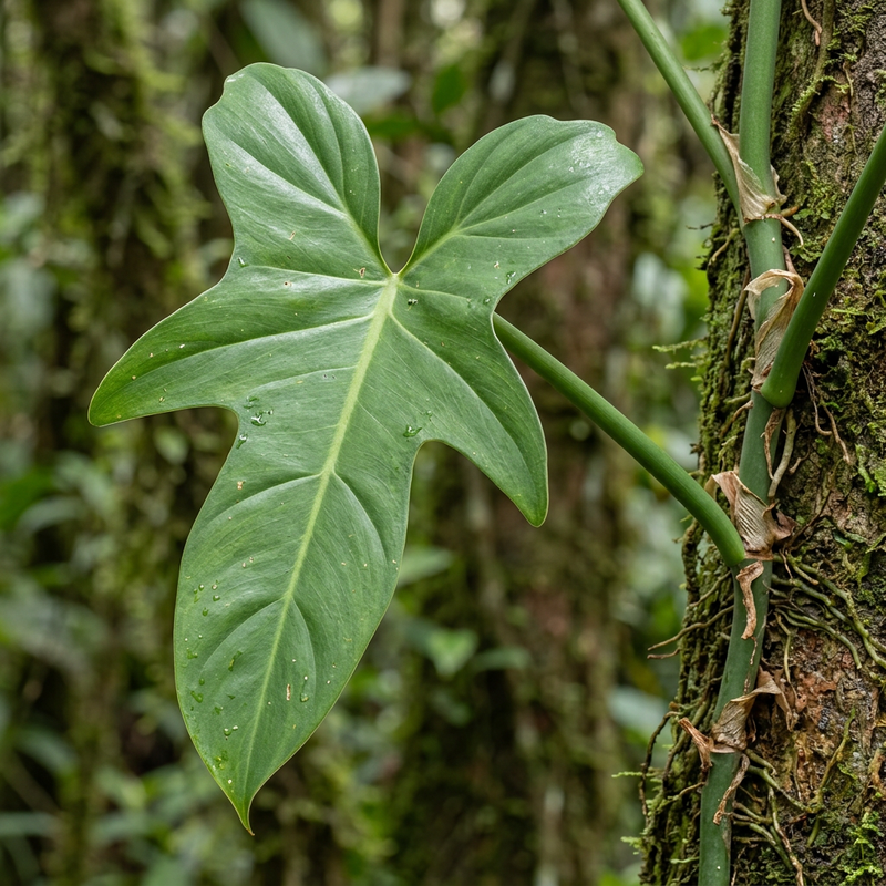 Philodendron tête de cheval (Philodendron bipennifolium), illustration IA